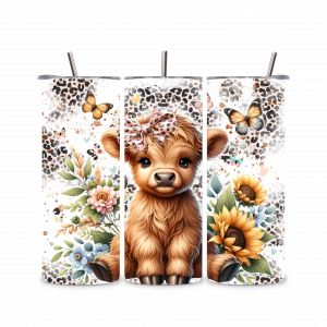 20 oz Steel Tumbler - Highland Cow Baby Calf