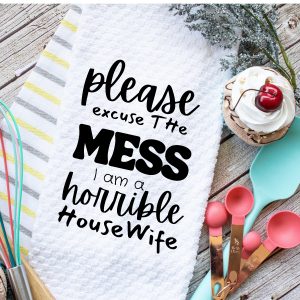 Microfiber Waffle Weave Kitchen Towel - Please Excuse The Mess