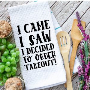 Microfiber Waffle Weave Kitchen Towel - I Came I Saw Takeout