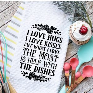 Microfiber Waffle Weave Kitchen Towel - I Love Hugs