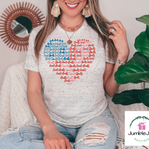 Patriotic Heart Flag T-Shirt Tee Patriotic USA 4th of July