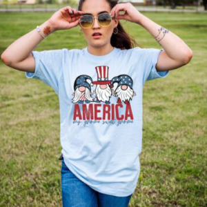 America My Gnome Sweet Gnome screen print T-Shirt Tee