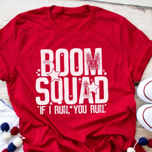 Boom Squad If I Run You Run screen print T-Shirt Tee Patriotic USA 4th of July
