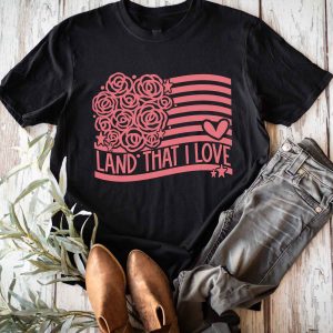 Flag Land That I Love screen print T-Shirt Tee Patriotic USA 4th of July