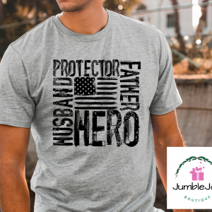 Husband Protector Father Hero T-Shirt Tee Dad Father's Day BLACK design