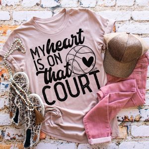 Basketball My Heart Is On That Court screen print T-Shirt Tee