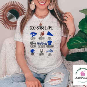 God Says I Am... UK Football T-Shirt Tee Bible Verses University of Kentucky Wildcats