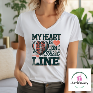 My Heart is on that Line Football T-Shirt Tee Raglan Tank