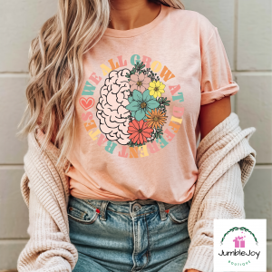 We All Grow At Different Rates T-Shirt Tee Raglan brain awareness