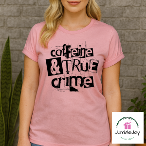 Caffeine & True Crime T-Shirt Tee Raglan Coffee