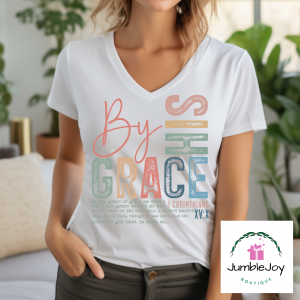 By His Grace... T-Shirt Tee Raglan Faith