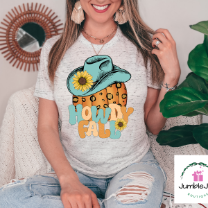 Howdy Fall T-Shirt Tee Pumpkin Cowboy Sunflower