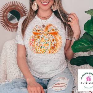 Orange Patchwork Pumpkin T-Shirt Tee Fall
