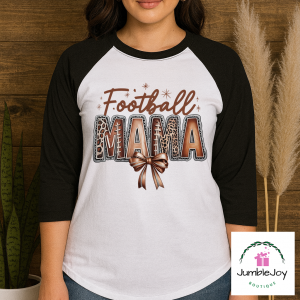 Football Mama Leopard T-Shirt Tee Raglan