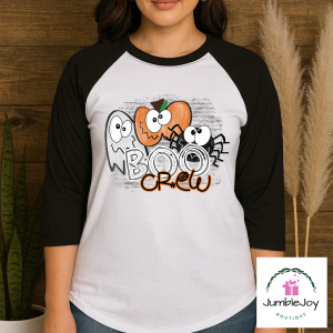 Boo Crew T-Shirt Tee Raglan Halloween