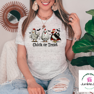 Chick or Treat T-Shirt Tee Raglan Halloween chickens in costumes