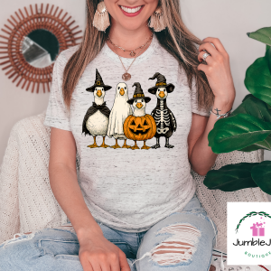 Geese Trick or Treat T-Shirt Tee Raglan Halloween goose in costumes