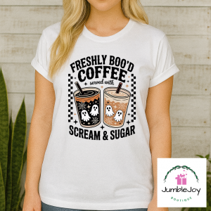 Freshly Boo'd Coffee Served with Scream & Sugar T-Shirt Tee Raglan Halloween