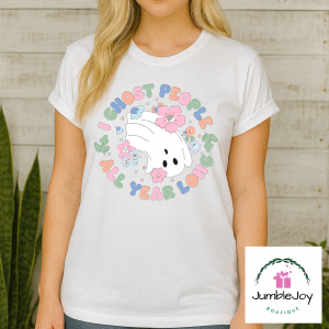 I Ghost People All Year Long T-Shirt Tee Raglan Halloween