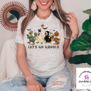 Let's Go Ghouls T-Shirt Tee Raglan Halloween Trick or Treat Geese in Costumes Goose
