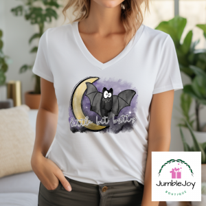 Little Bit Batty T-Shirt Tee Raglan Halloween