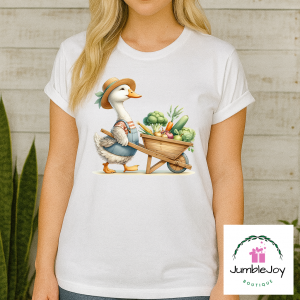 Gardening Goose T-Shirt Tee Raglan wheelbarrow veggies