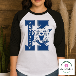 UK Wildcats K T-Shirt Tee Raglan Kentucky Big Blue