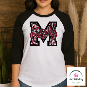 Mustangs "M" Tie-Dye T-Shirt Tee Raglan Tank McCracken