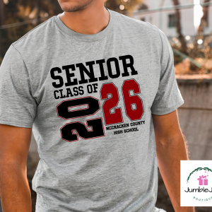 Class of 2026 Senior T-Shirt Tee Raglan red black Custom School Name