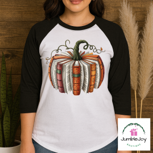 Fall Pumpkin Books - Sweatshirt Raglan T-Shirt Tee