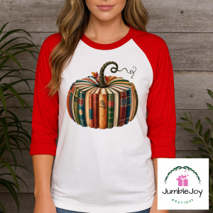 Fall Pumpkin Books - Sweatshirt Raglan T-Shirt Tee