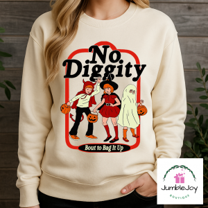 No Diggity Bout To Bag It Up Trick or Treater- Sweatshirt Raglan T-Shirt Tee Halloween