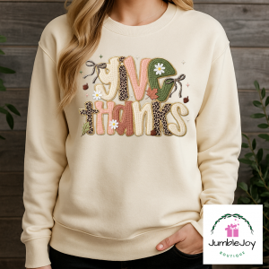Give Thanks Faux Yarn - Sweatshirt Raglan T-Shirt Tee Thanksgiving