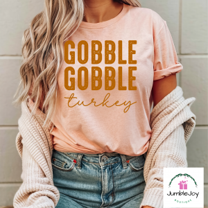 Gobble Gobble Turkey - Sweatshirt Raglan T-Shirt Tee Thanksgiving
