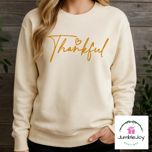 Thankful - Sweatshirt Raglan T-Shirt Tee Thanksgiving Orange