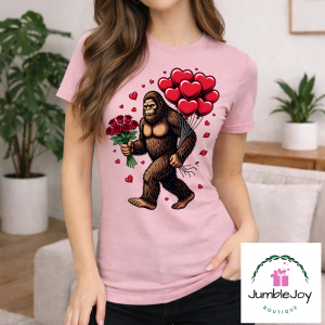 Bigfoot/Sasquatch Valentine's Sweatshirt Raglan T-Shirt Tee