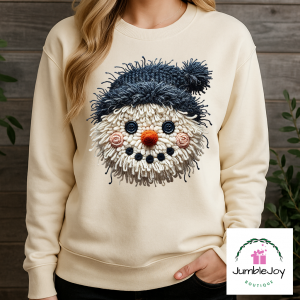 Snowman Faux Yarn Sweatshirt Raglan T-Shirt Tee